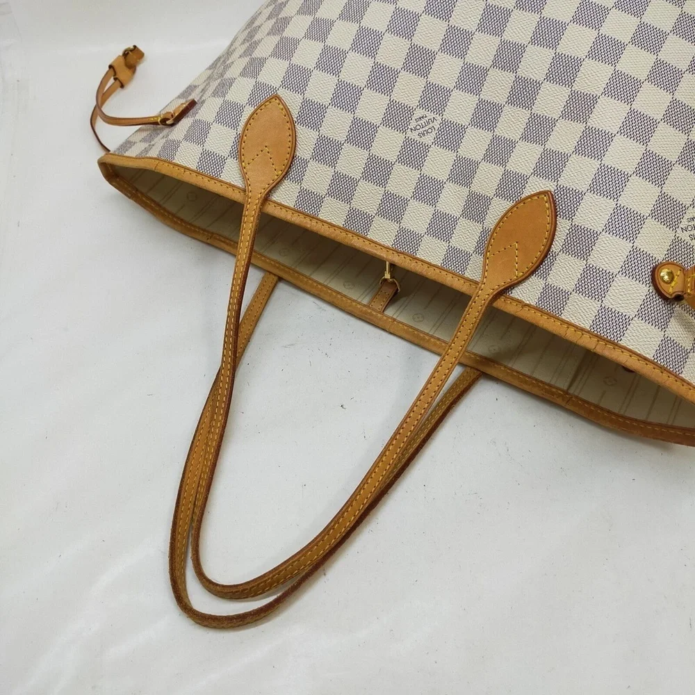 Louis Vuitton LV Tote Bag Neverfull MM White Damier Azur - Picture 4 of 11